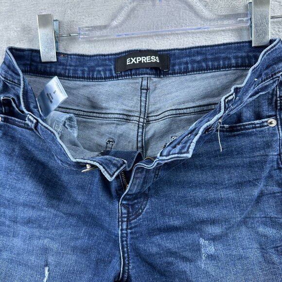 Express Original Girlfriend Shorts Womens Size 6 High Rise Distressed Blue - Picture 3 of 10